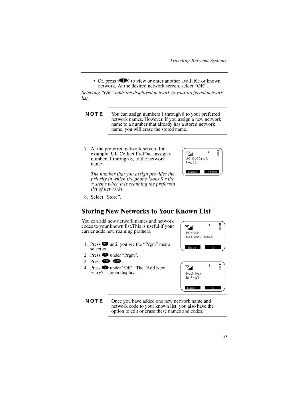 Motorola NTN9487A, I200 manual Storing New Networks to Your Known List 