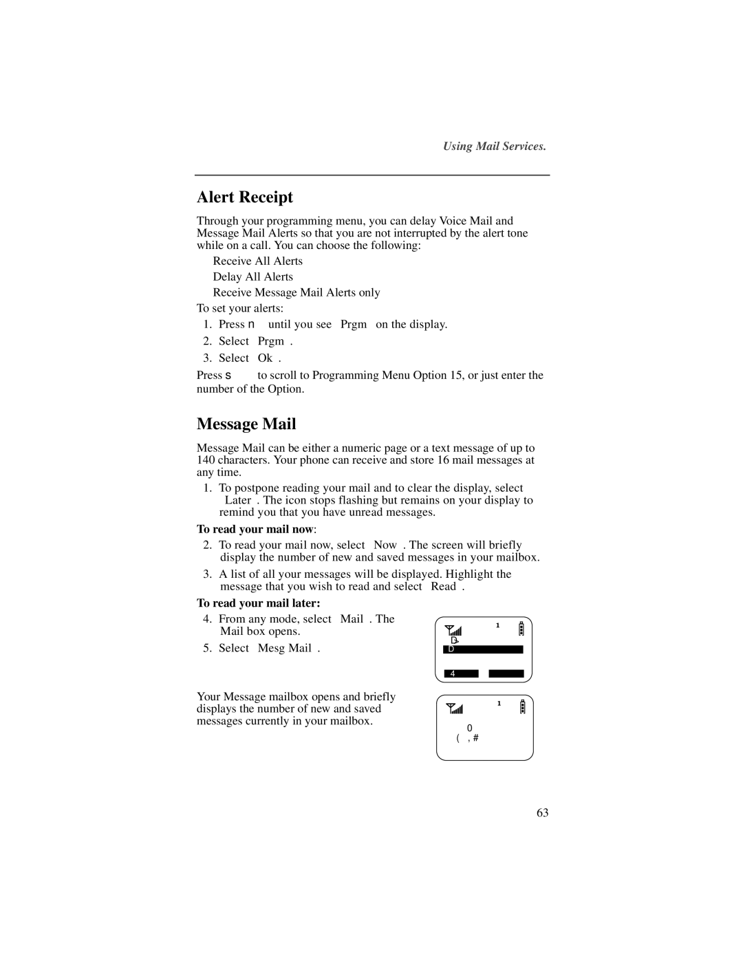 Motorola NTN9487A, I200 manual Alert Receipt, Message Mail 