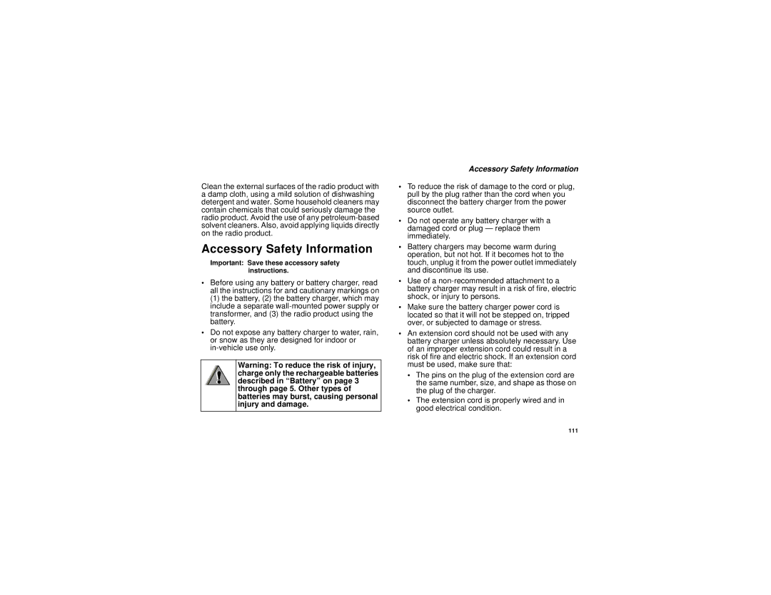 Motorola i205 manual Accessory Safety Information 