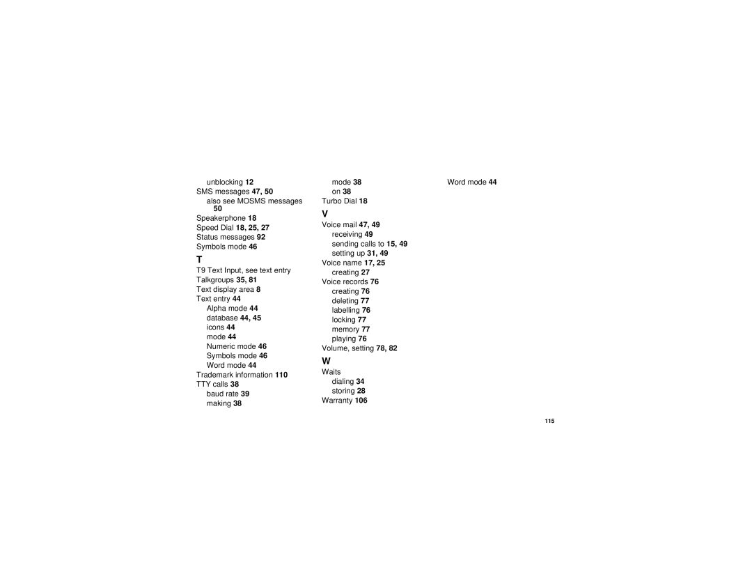 Motorola i265 manual Dialing 34 storing 28 Warranty 