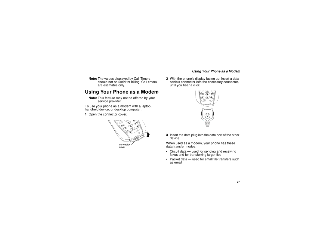 Motorola i265 manual Using Your Phone as a Modem 