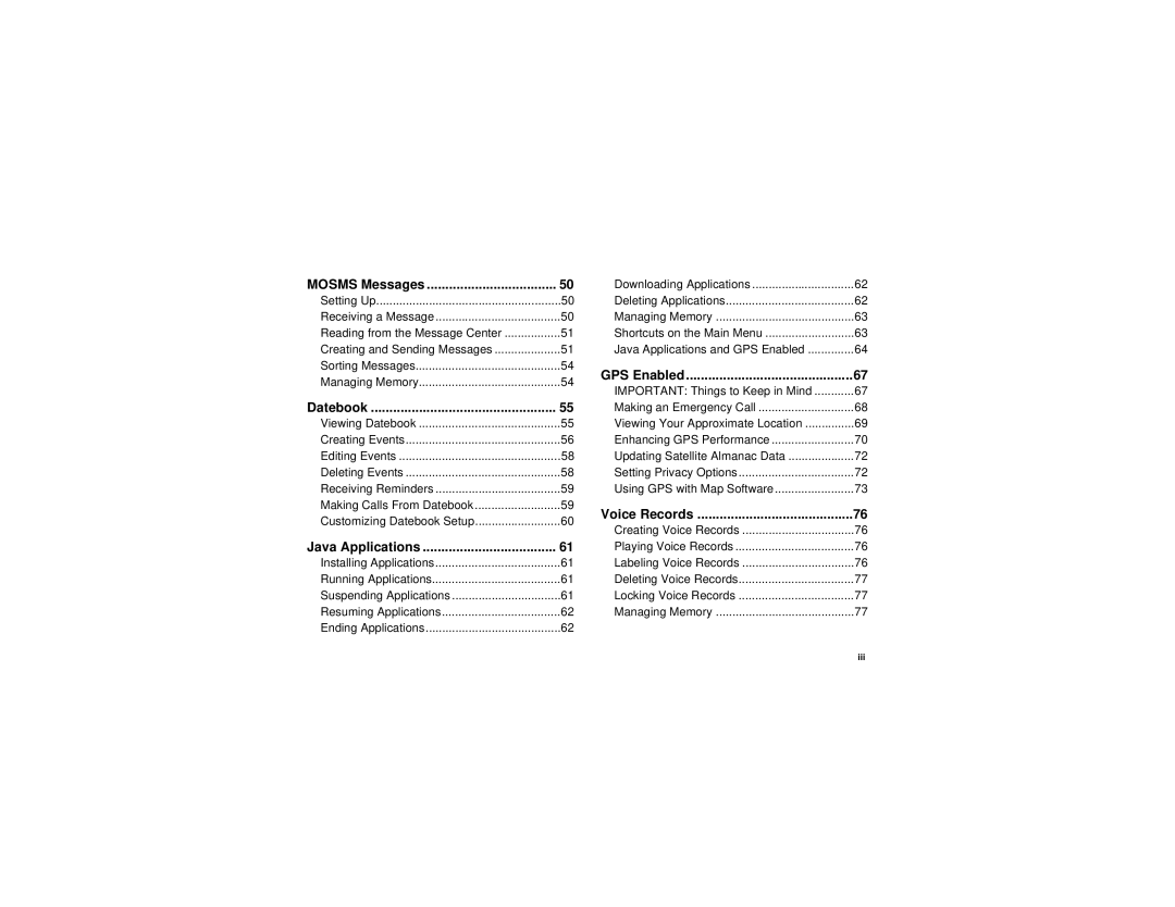 Motorola i265 manual Mosms Messages 