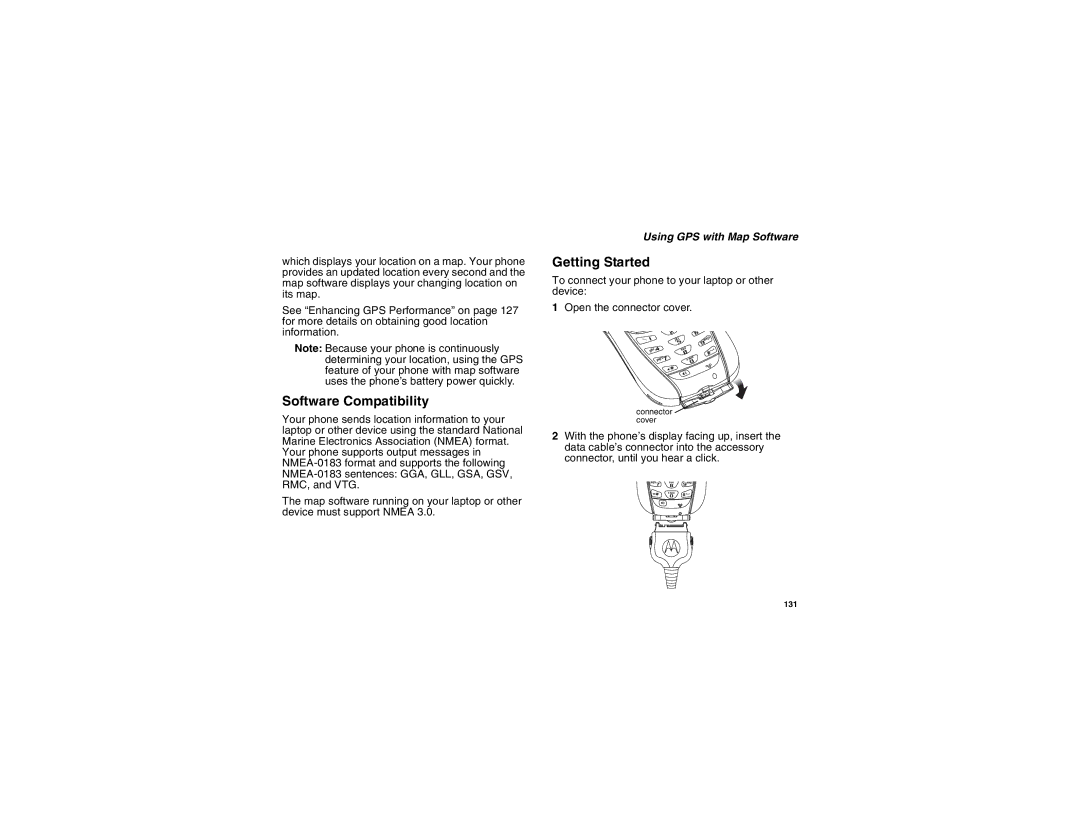 Motorola I275 manual Software Compatibility, Getting Started, Using GPS with Map Software 