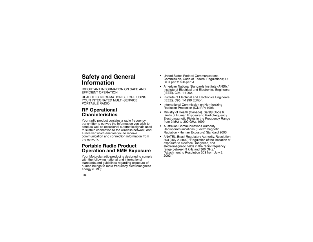 Motorola I275 manual Safety and General Information, RF Operational Characteristics 