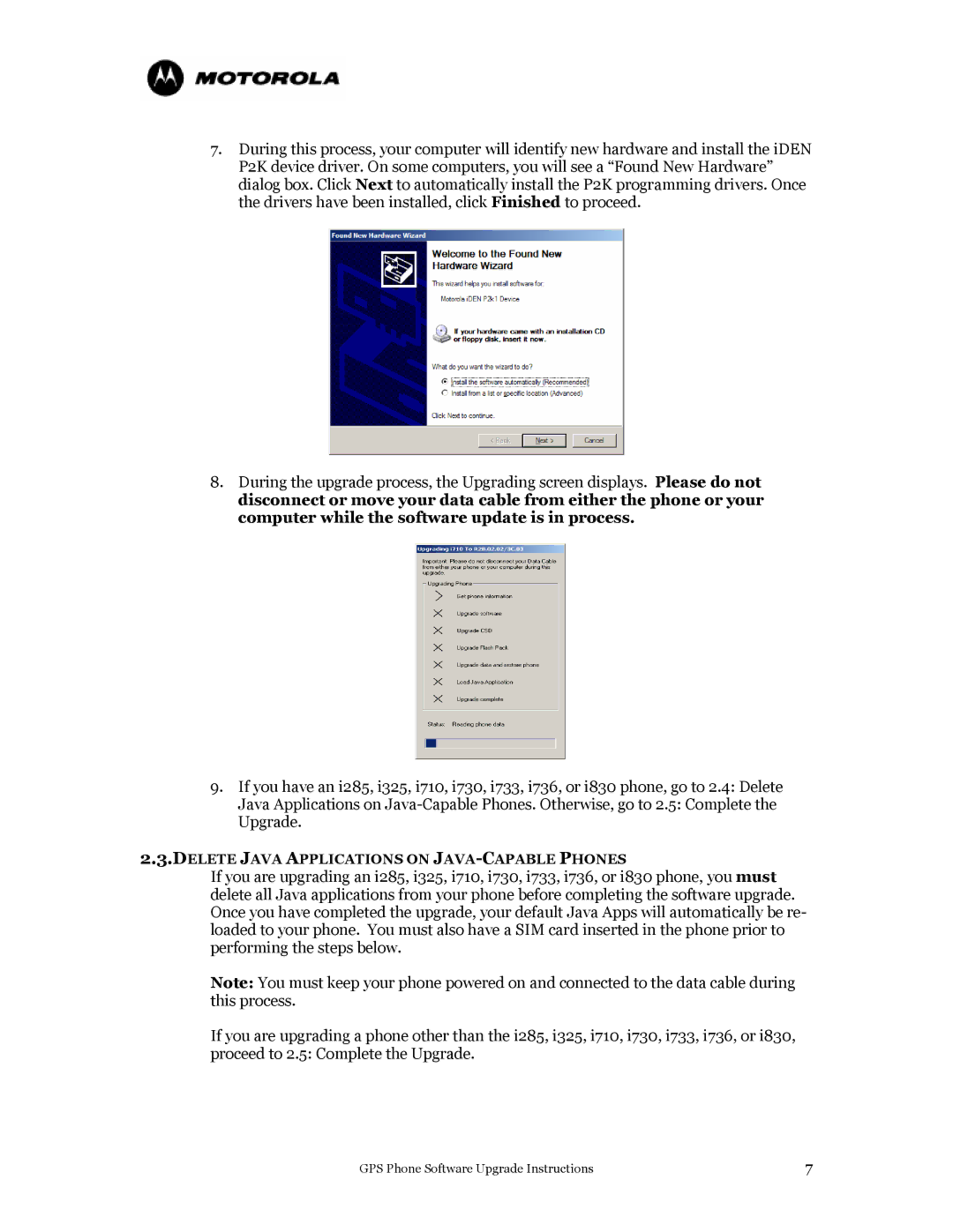 Motorola i285, i733 manual Delete Java Applications on JAVA-CAPABLE Phones 