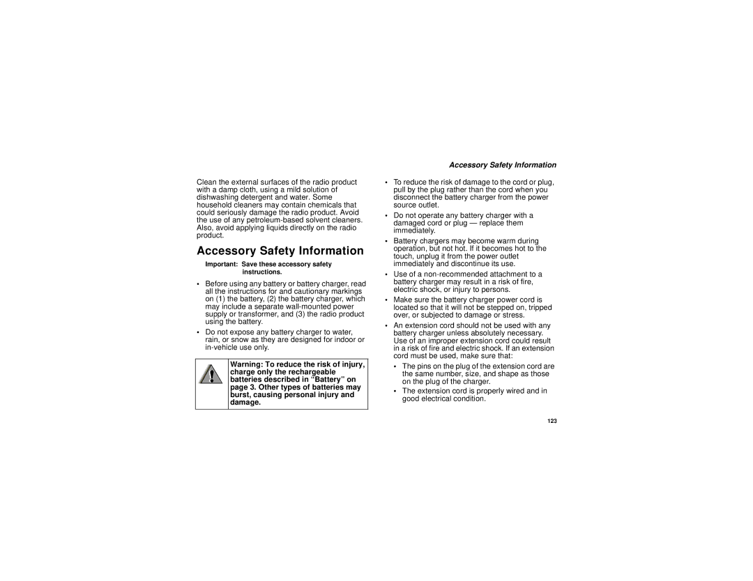 Motorola i305 manual Accessory Safety Information 