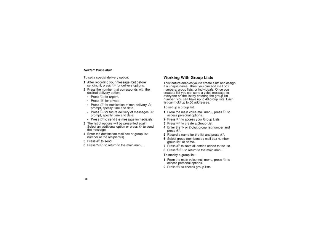 Motorola i305 manual Working With Group Lists 