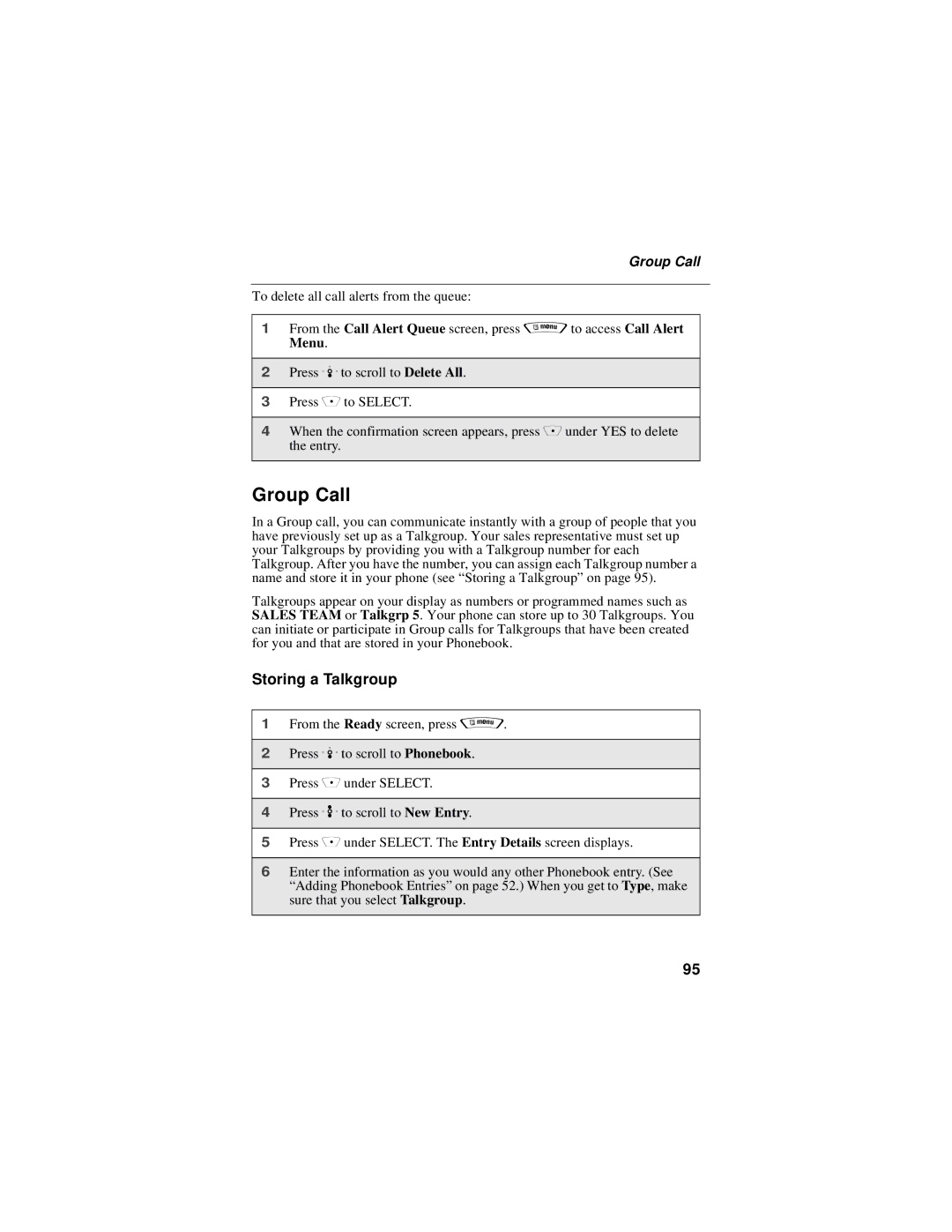 Motorola i30sx manual Group Call, Storing a Talkgroup 