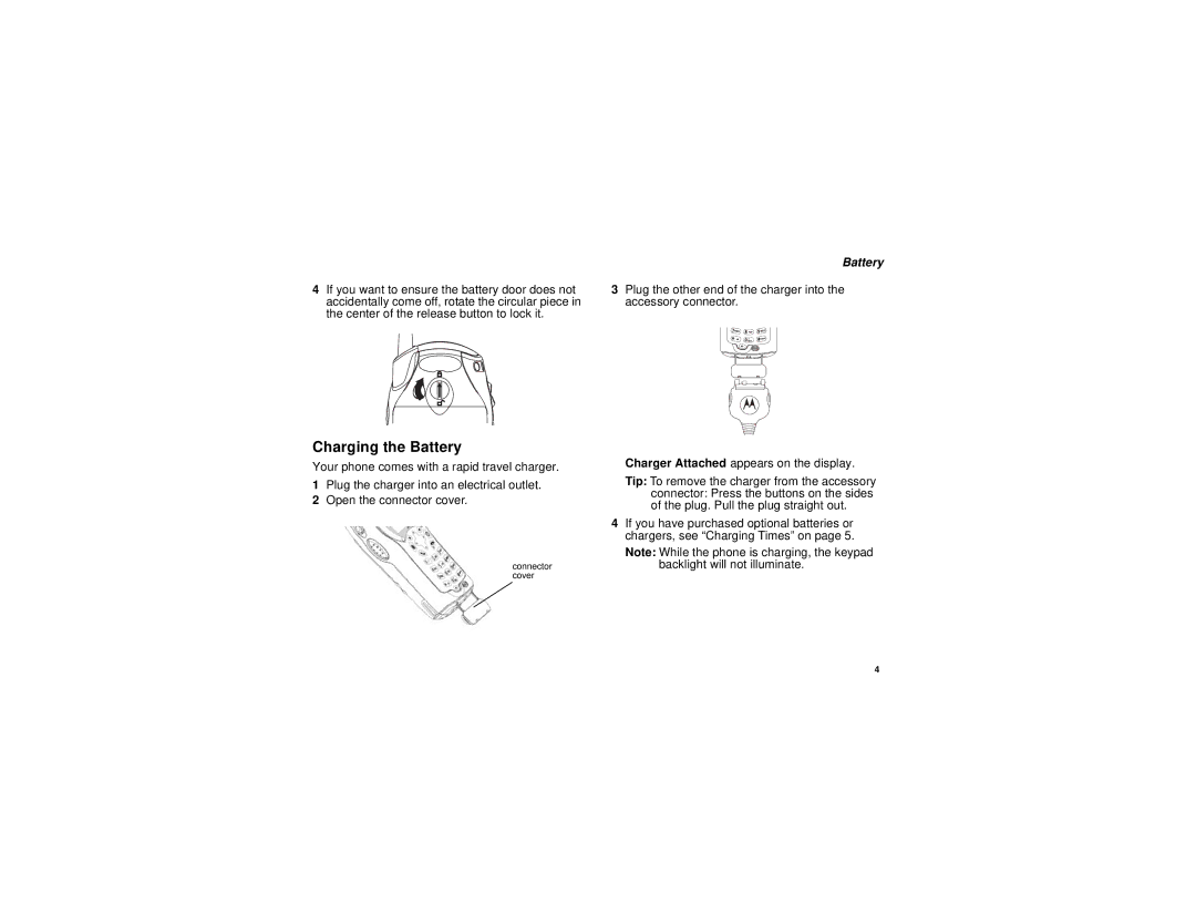 Motorola i315 manual Charging the Battery 