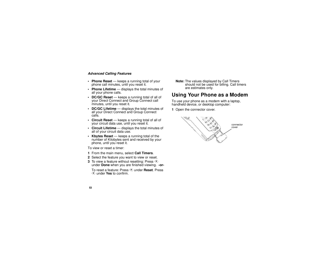 Motorola i315 manual Using Your Phone as a Modem 