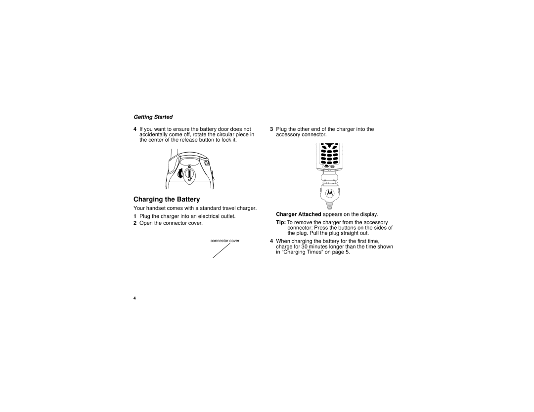 Motorola i315 manual Charging the Battery 