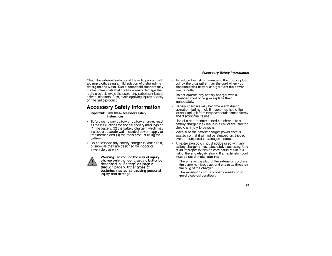 Motorola i315 manual Accessory Safety Information 