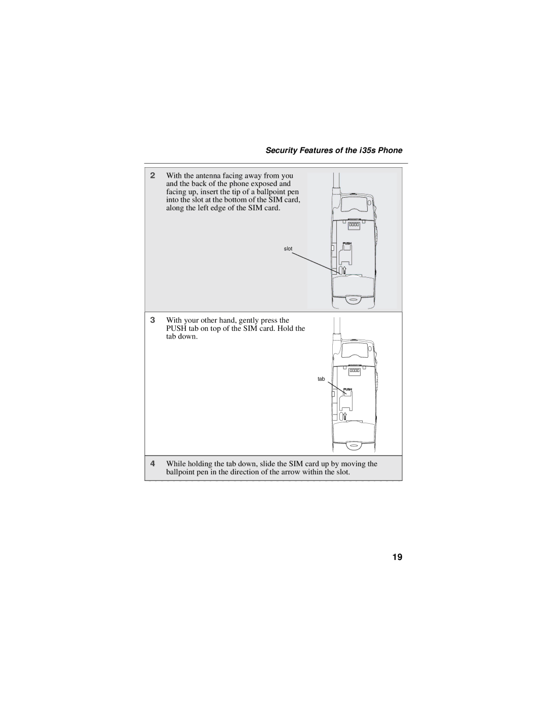 Motorola i325 manual Slot 