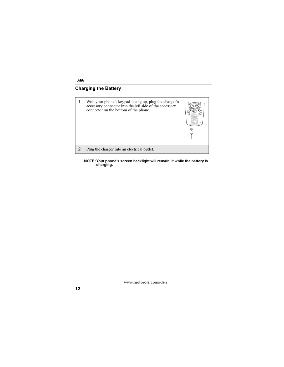 Motorola i335 manual Charging the Battery 