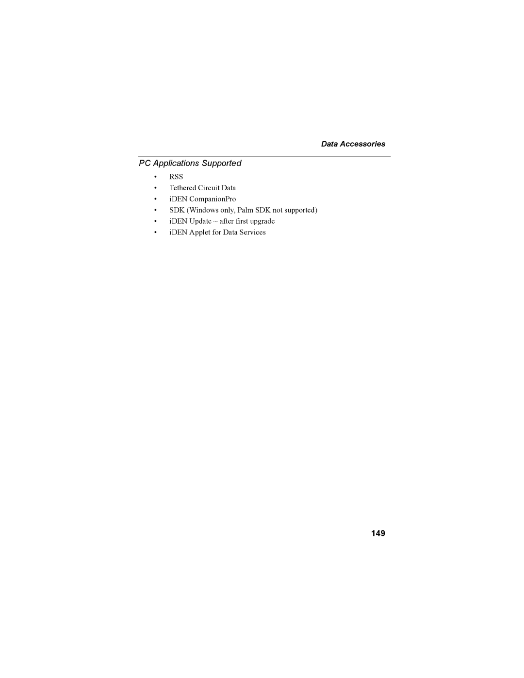 Motorola i335 manual PC Applications Supported, 149 