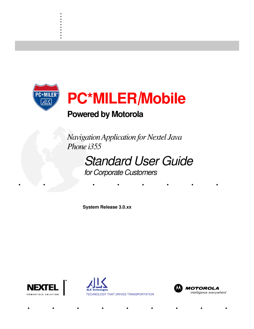 Motorola I355 manual PC*MILERMobile, System Release 