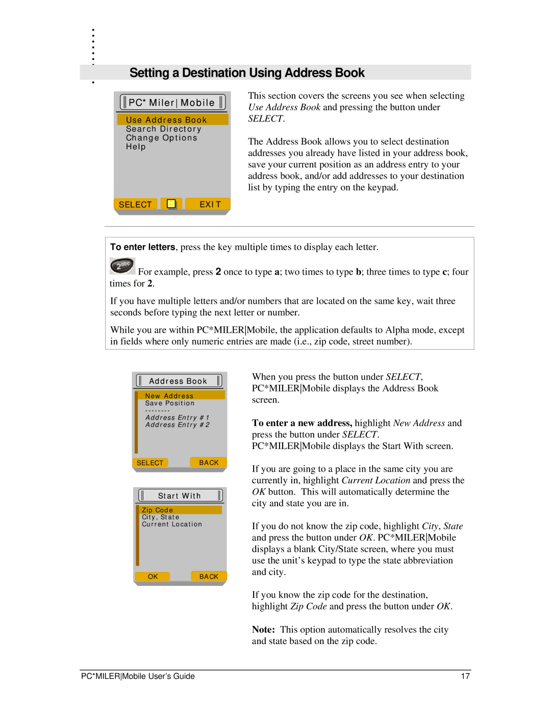 Motorola I355 manual Setting a Destination Using Address Book, Select 