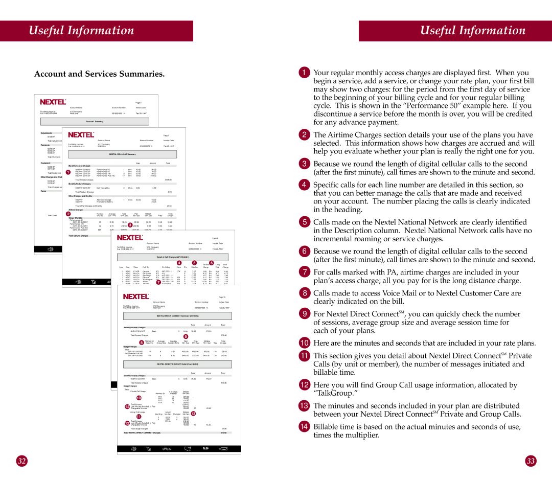 Motorola i390 manual Account and Services Summaries, Adjustments 