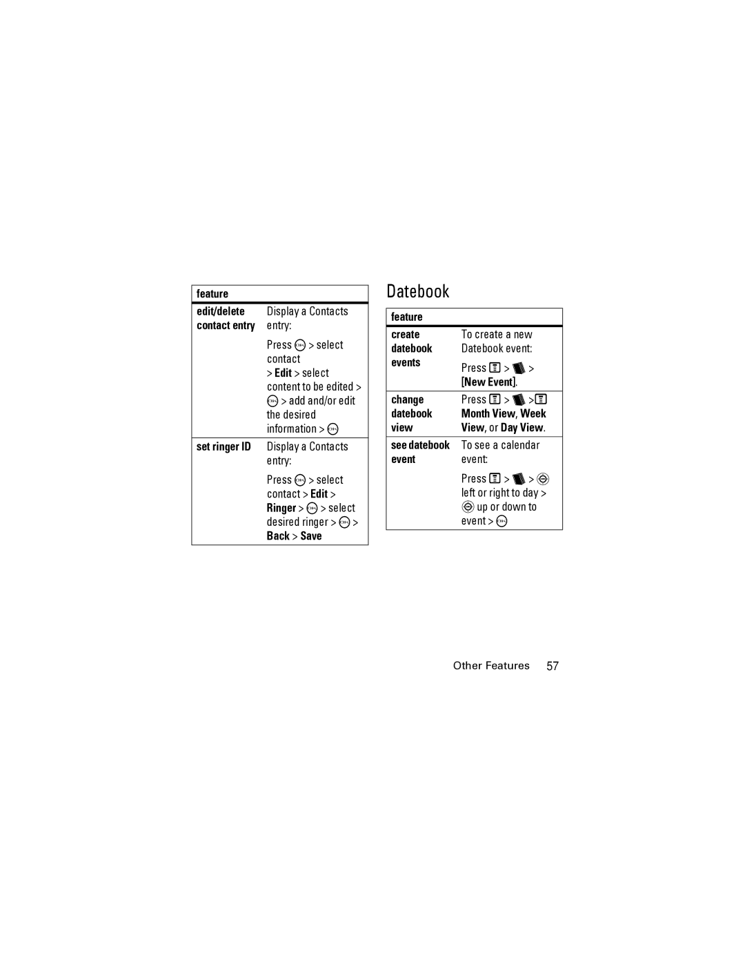 Motorola i425 manual Datebook 