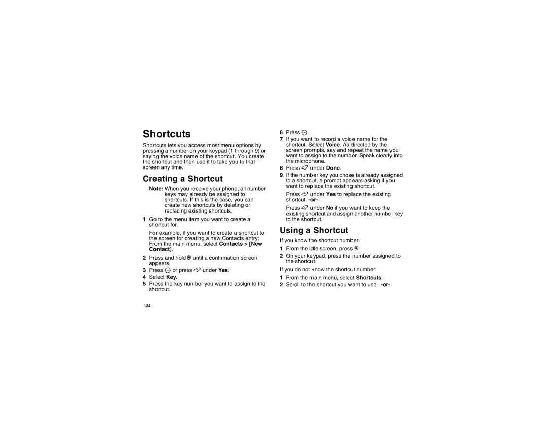 Motorola i450 manual Shortcuts, Creating a Shortcut, Using a Shortcut 