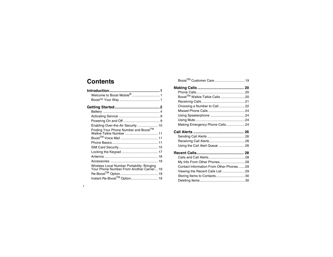 Motorola i450 manual Contents 