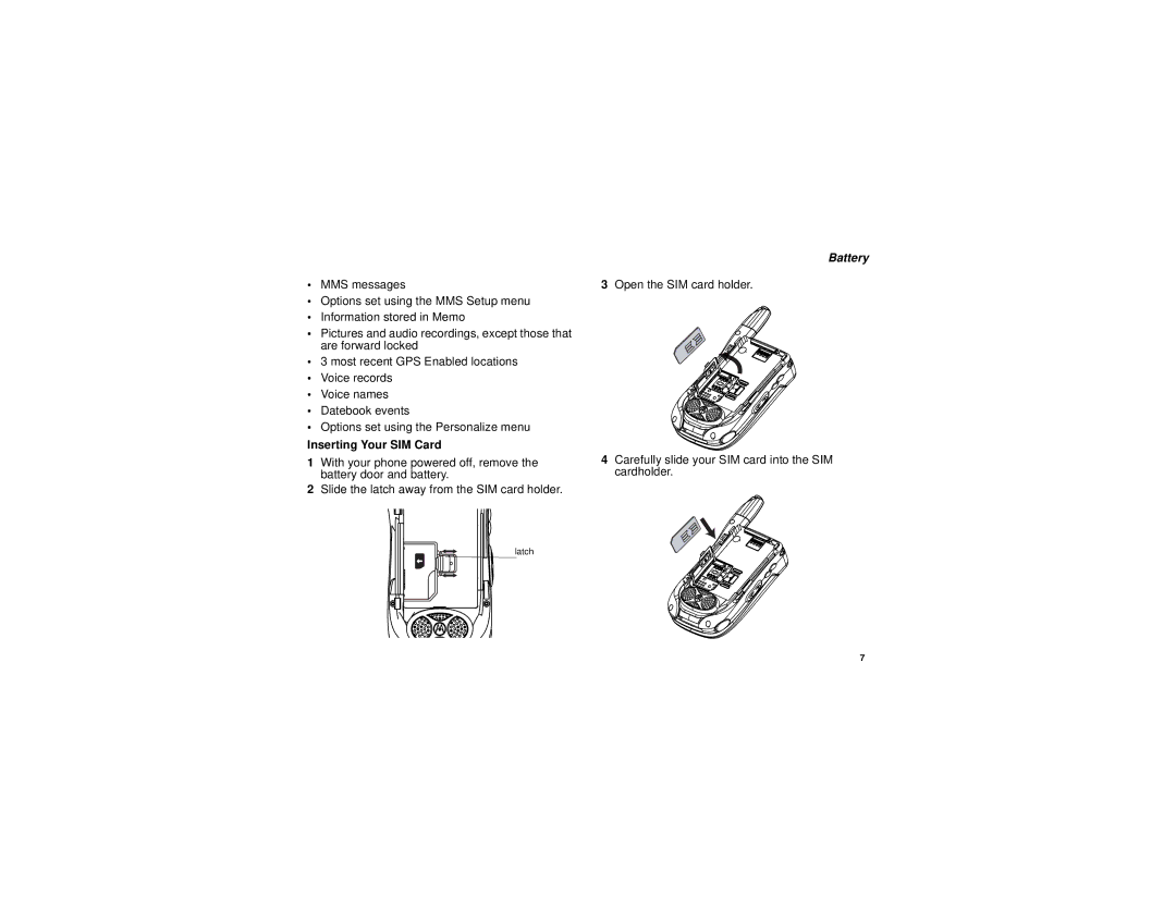 Motorola i455 manual Inserting Your SIM Card 