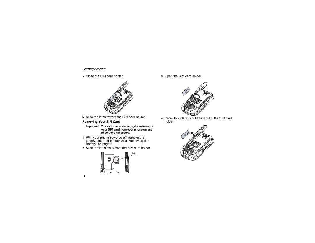 Motorola i455 manual Removing Your SIM Card 