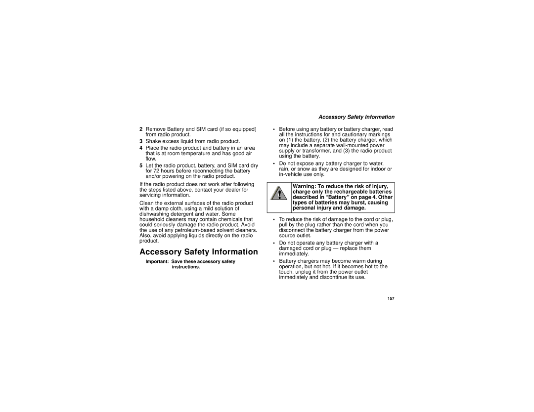 Motorola i455 manual Accessory Safety Information 