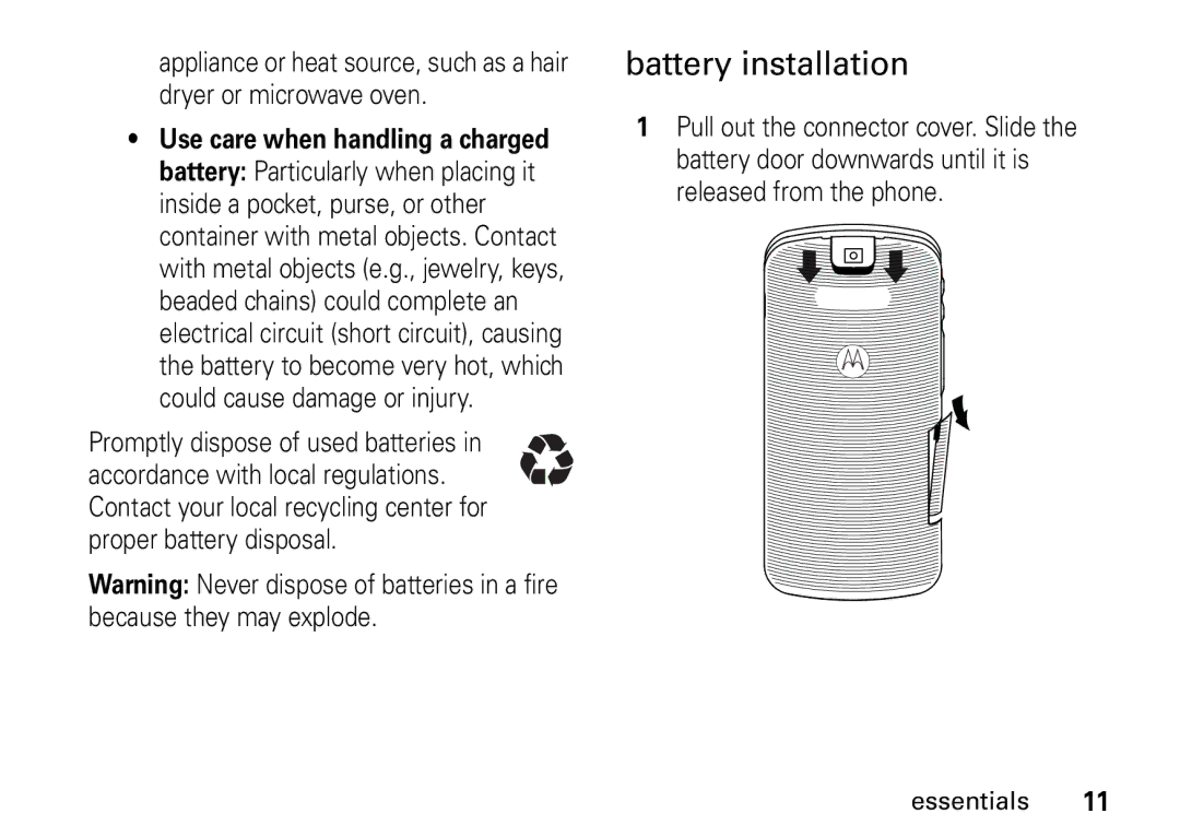 Motorola I465 manual Battery installation 