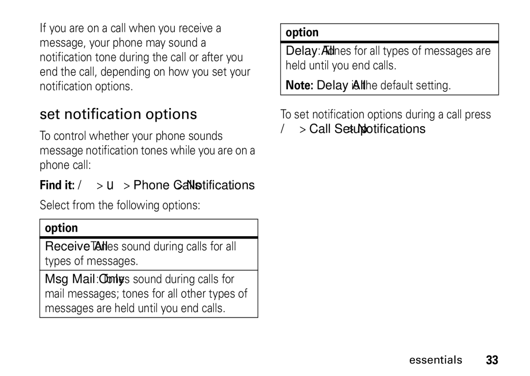 Motorola I465 manual Set notification options 