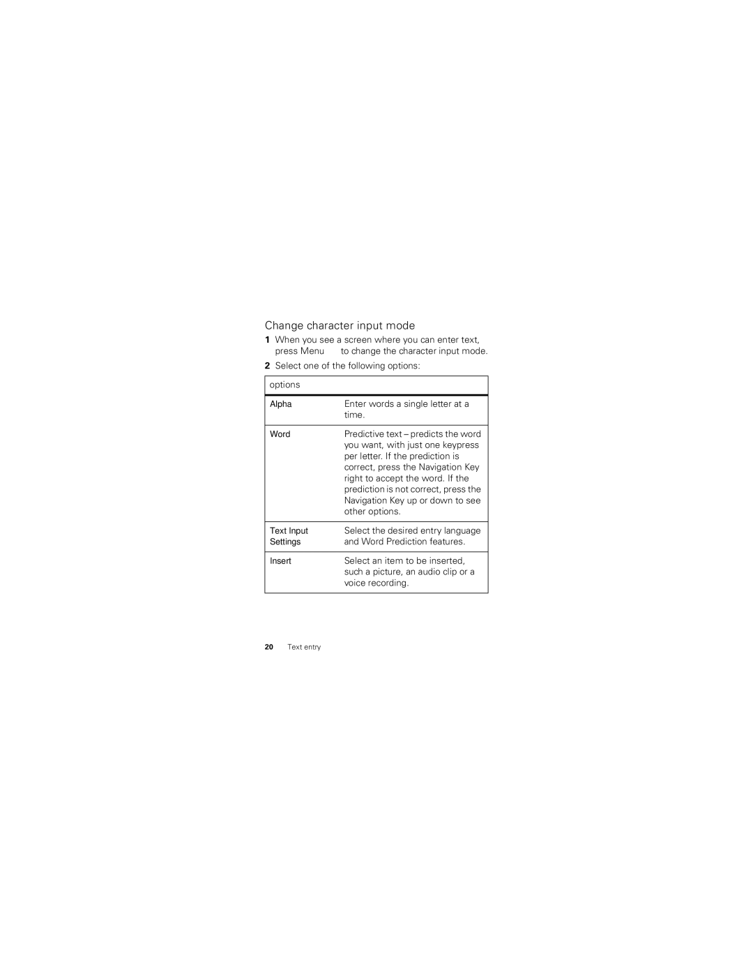 Motorola I475 manual Change character input mode 