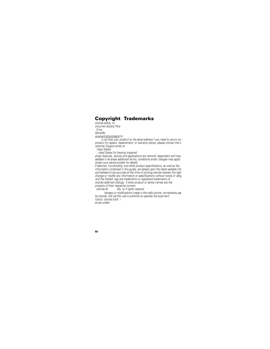 Motorola I475 manual Copyright & Trademarks, 800 453-0920 United States 