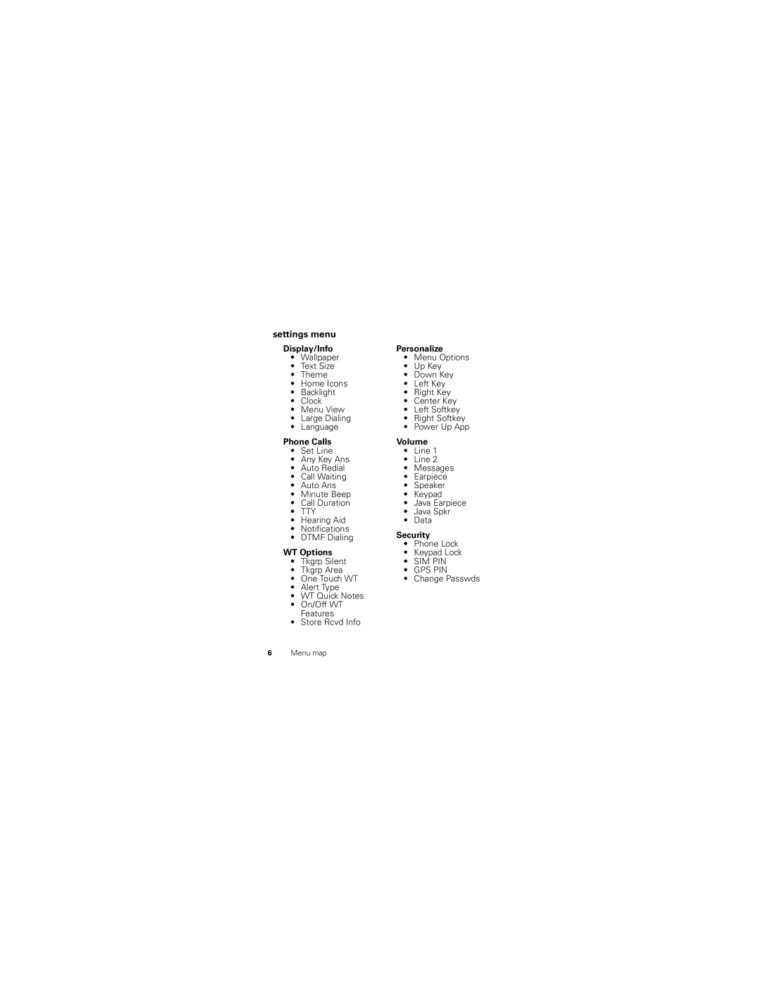 Motorola I475 manual Settings menu, Display/Info Personalize 