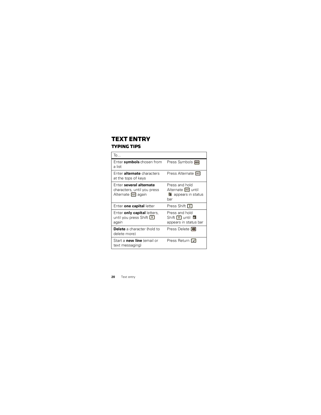 Motorola I475W manual Text entry, Typing tips 