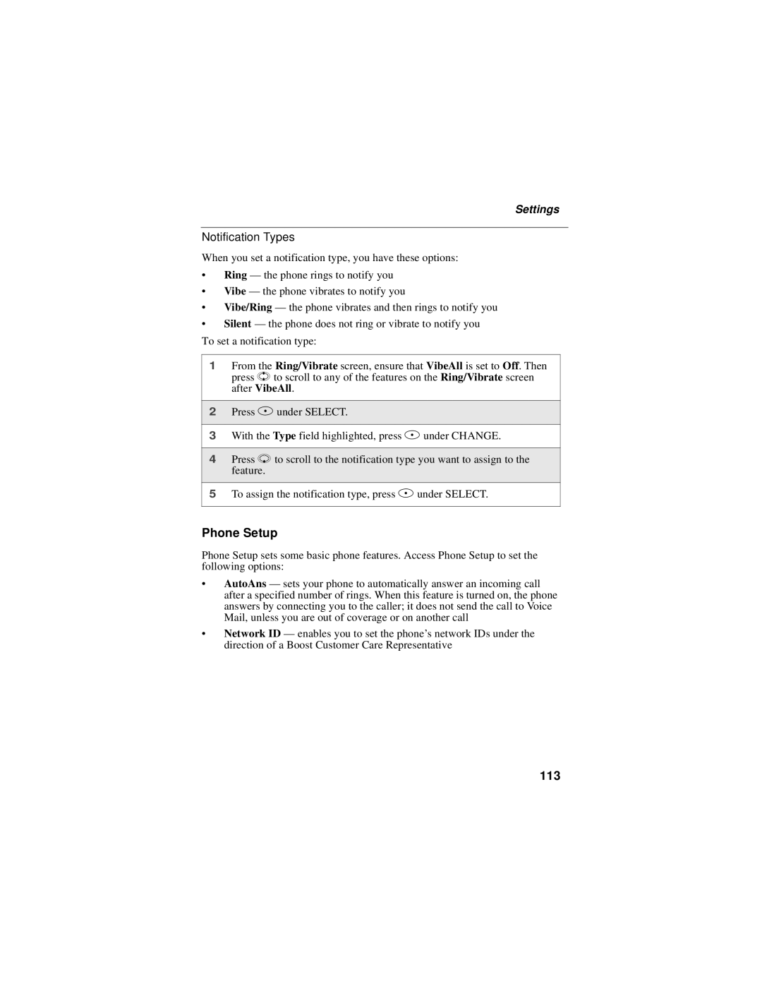 Motorola i50sx manual Phone Setup, 113 