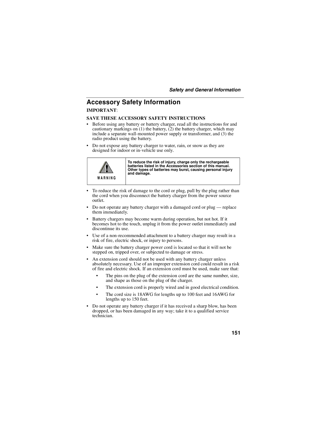 Motorola i50sx manual Accessory Safety Information, 151 