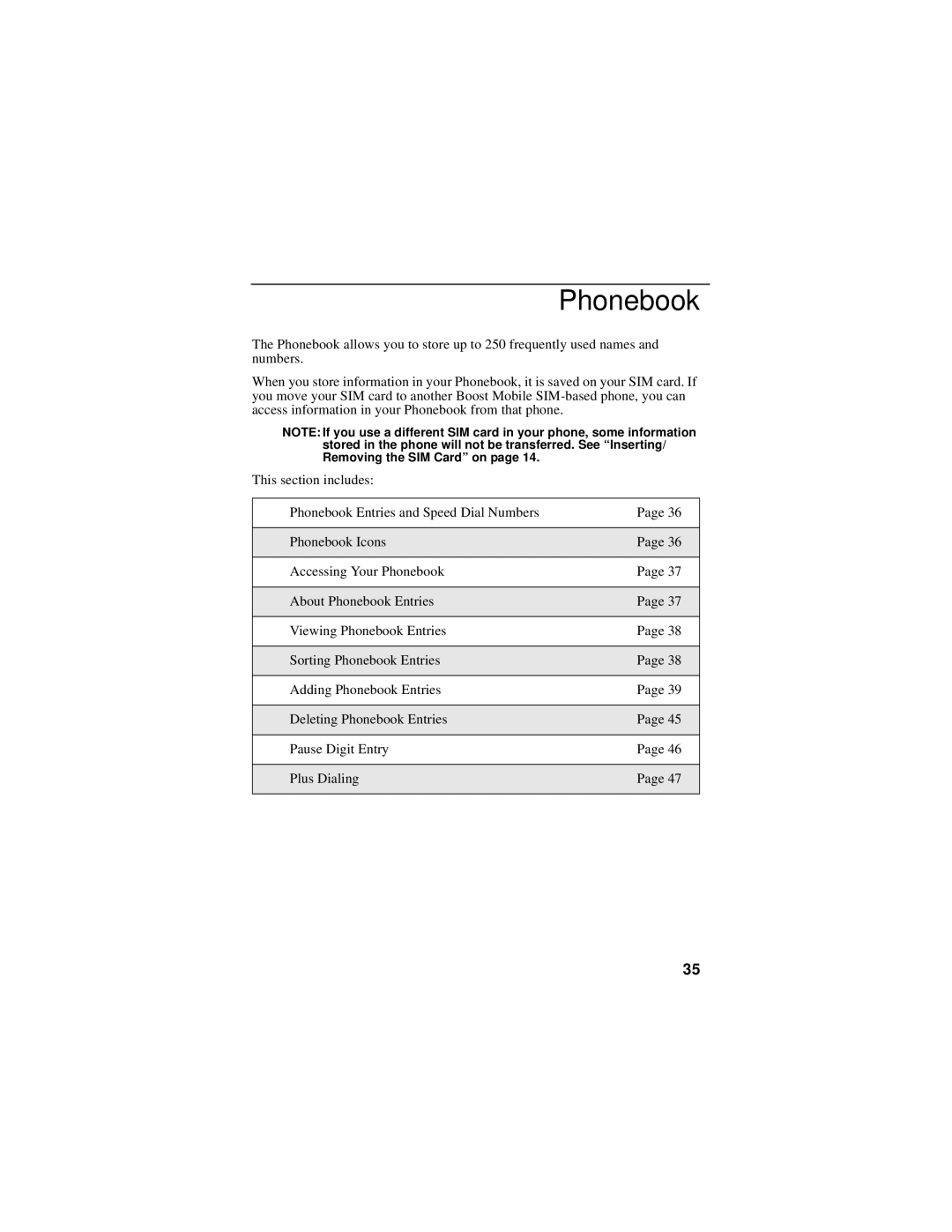 Motorola i50sx manual Phonebook 