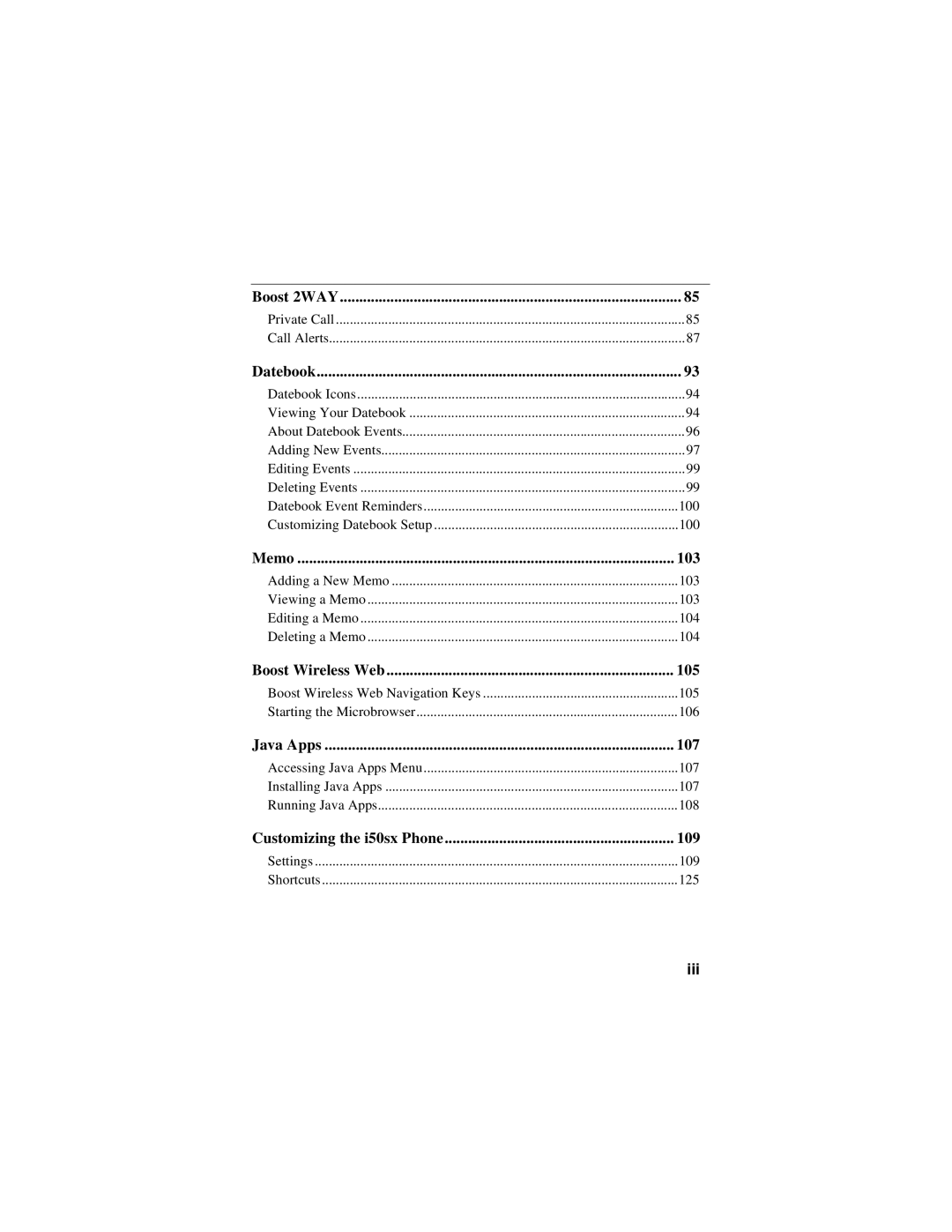 Motorola i50sx manual Datebook, Iii 