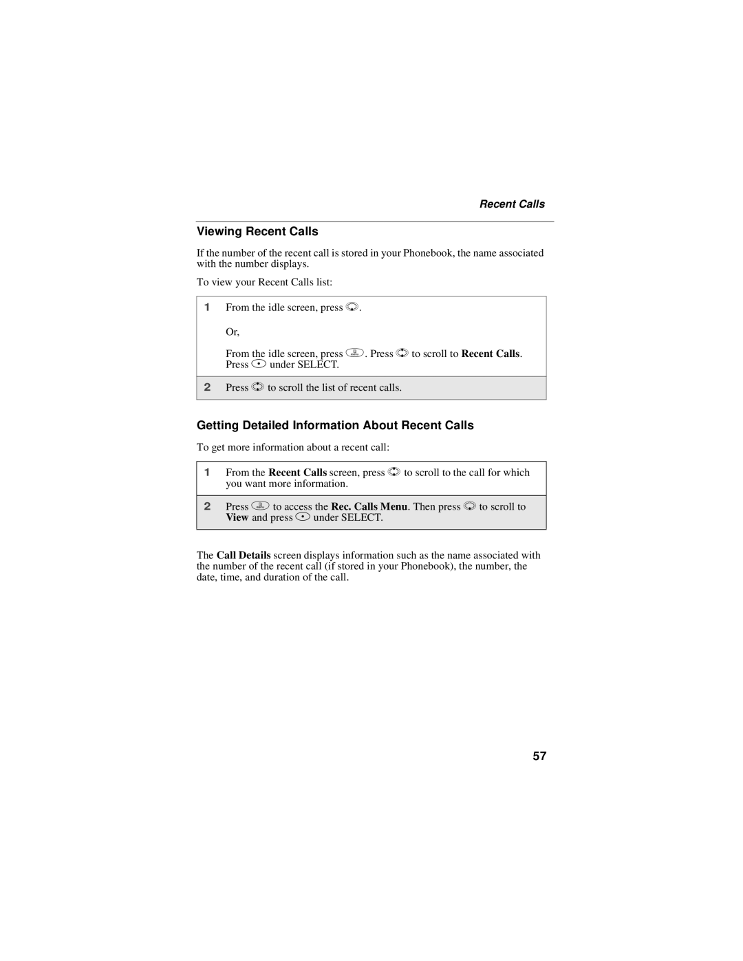 Motorola i50sx manual Viewing Recent Calls, Getting Detailed Information About Recent Calls 