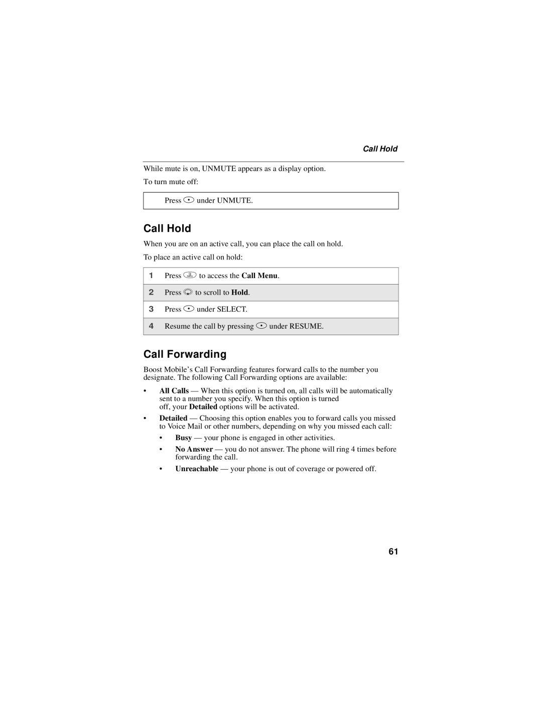 Motorola i50sx manual Call Hold, Call Forwarding 