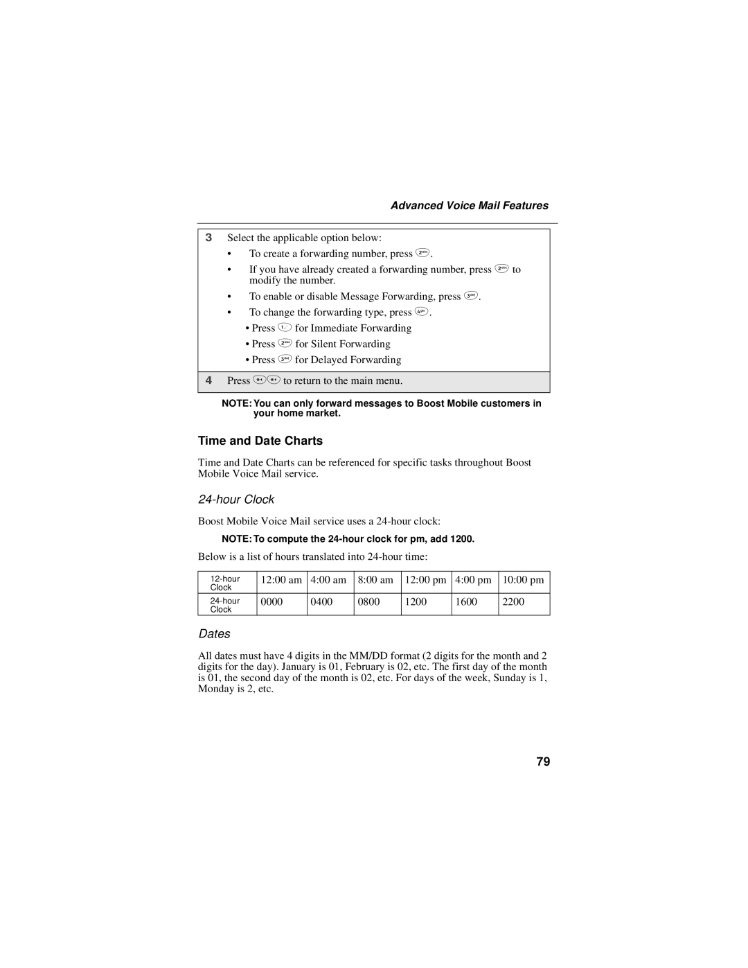 Motorola i50sx manual Time and Date Charts, Hour Clock, Dates 