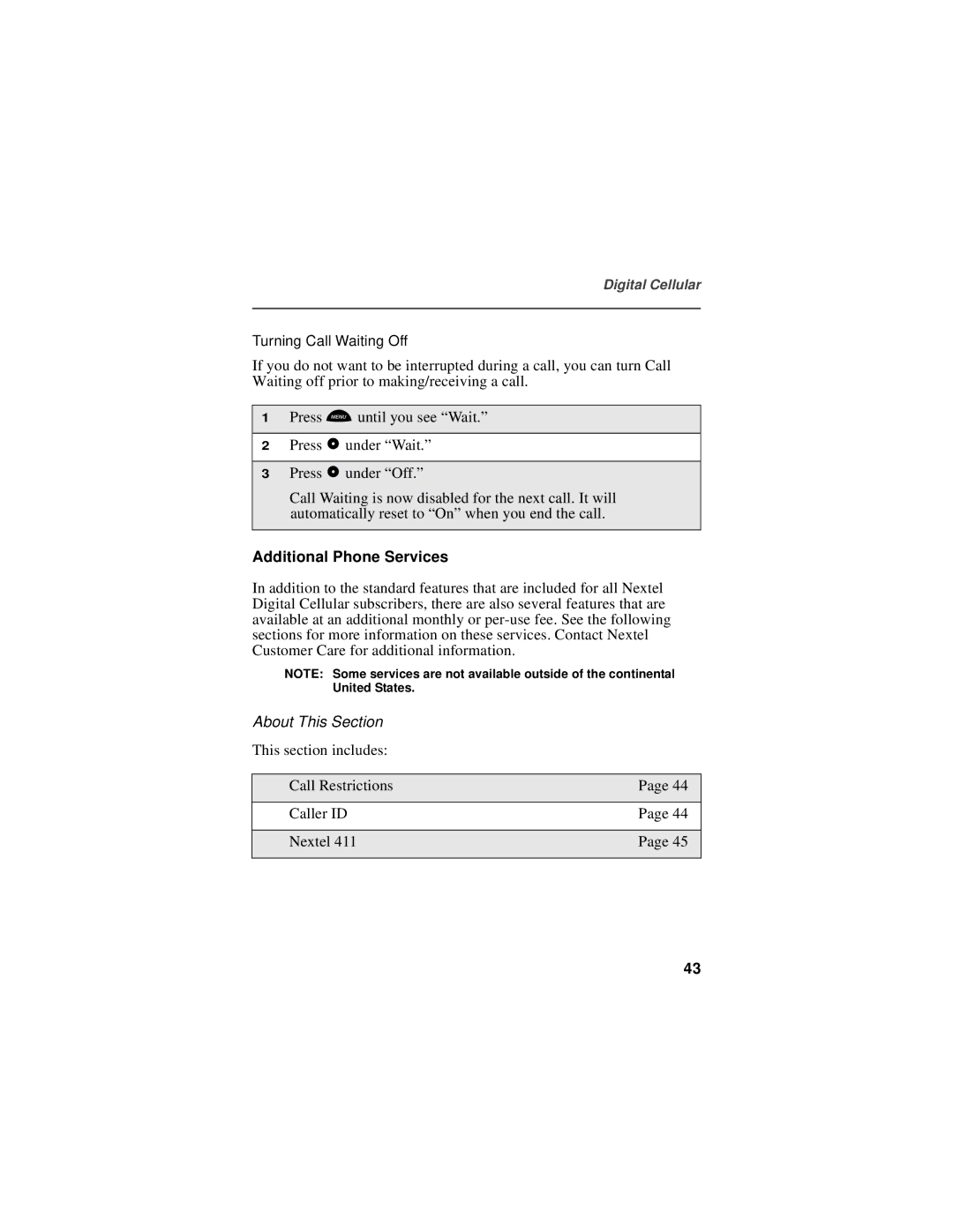 Motorola i550plus manual Additional Phone Services, About This Section 