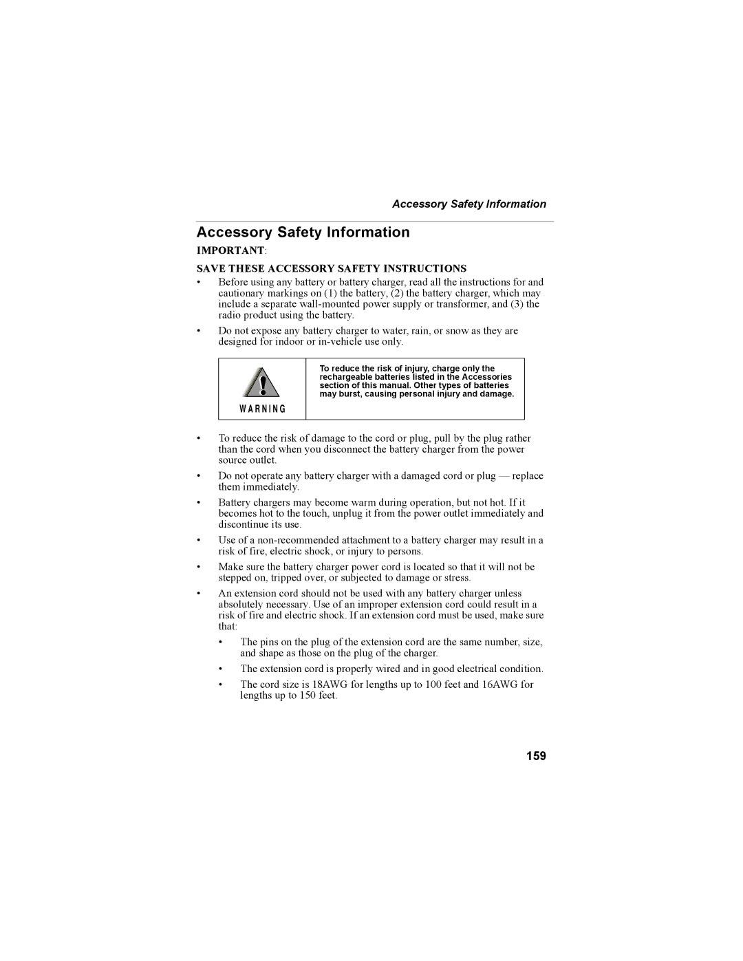 Motorola i55sr Phone manual Accessory Safety Information, 159 