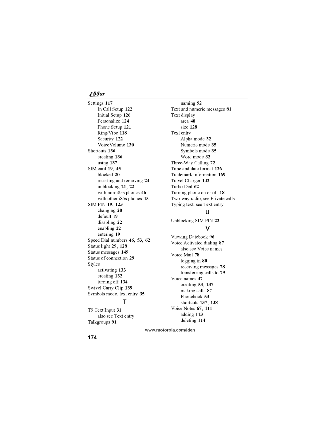 Motorola i55sr Phone manual 174 