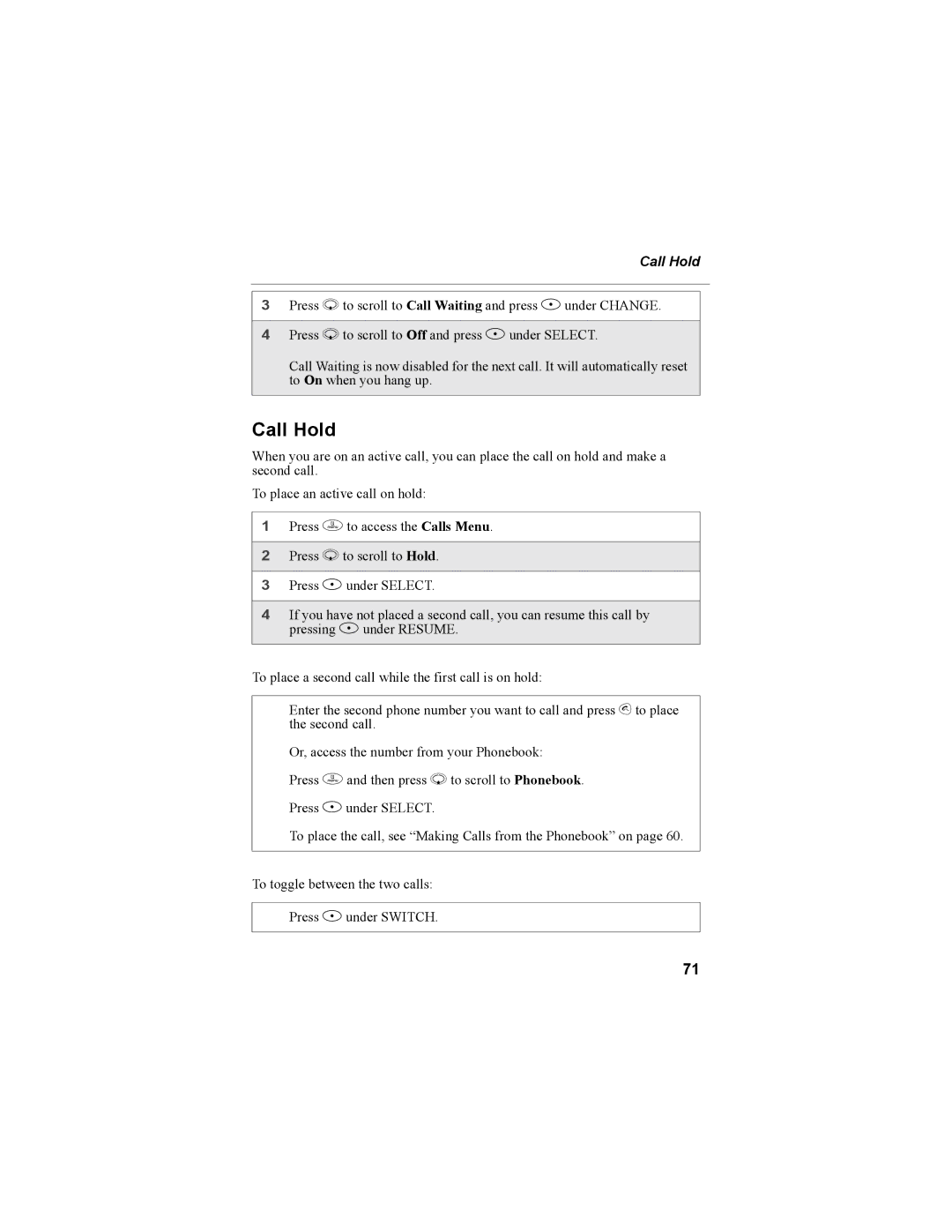 Motorola i55sr Phone manual Call Hold 