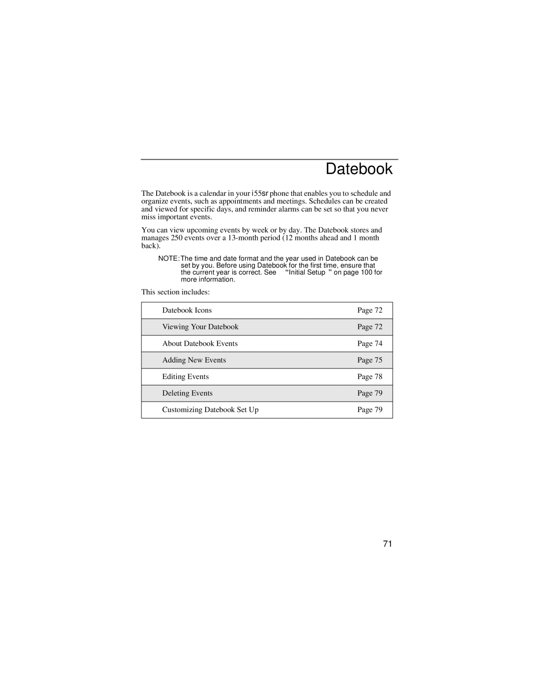 Motorola i55sr manual Datebook 