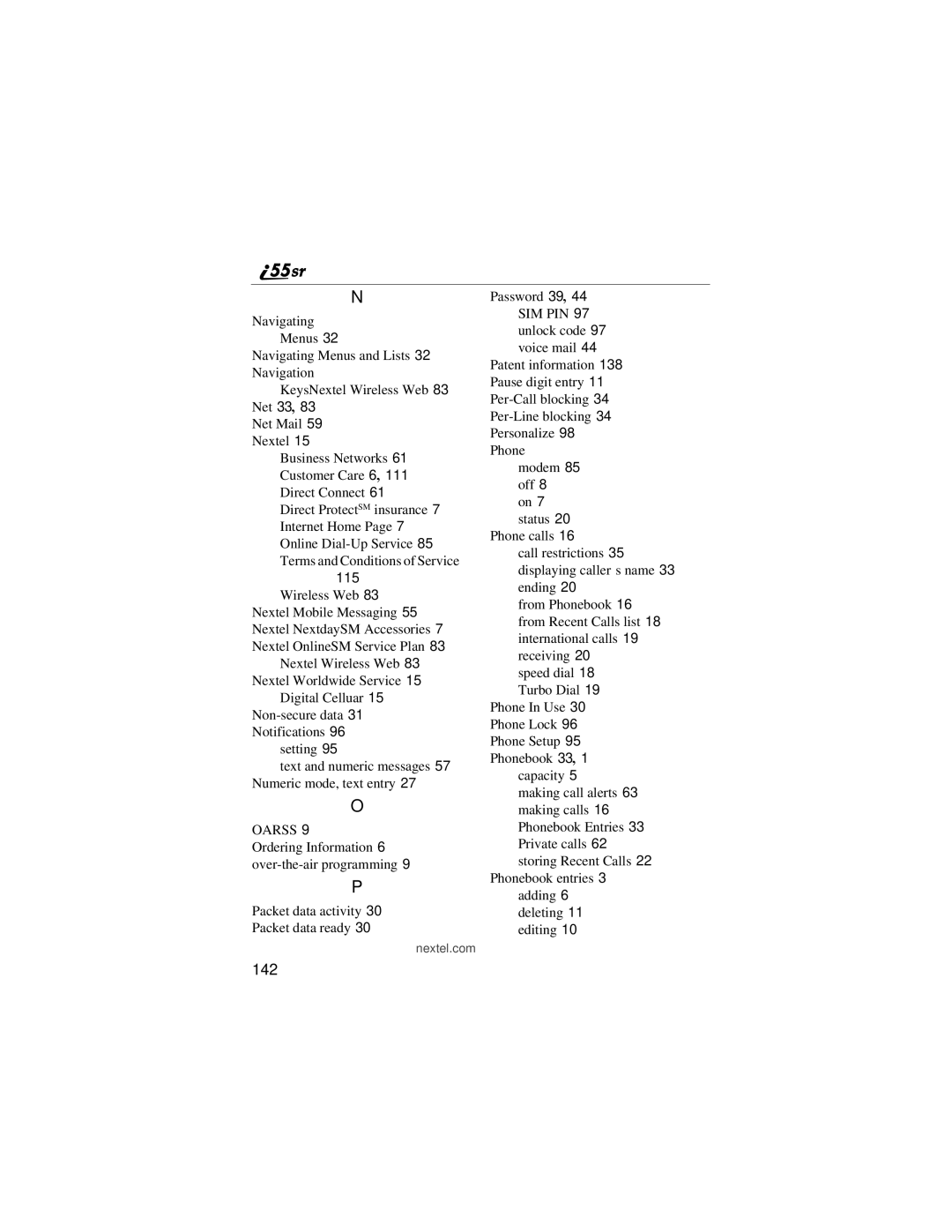 Motorola i55sr manual 142, 115 