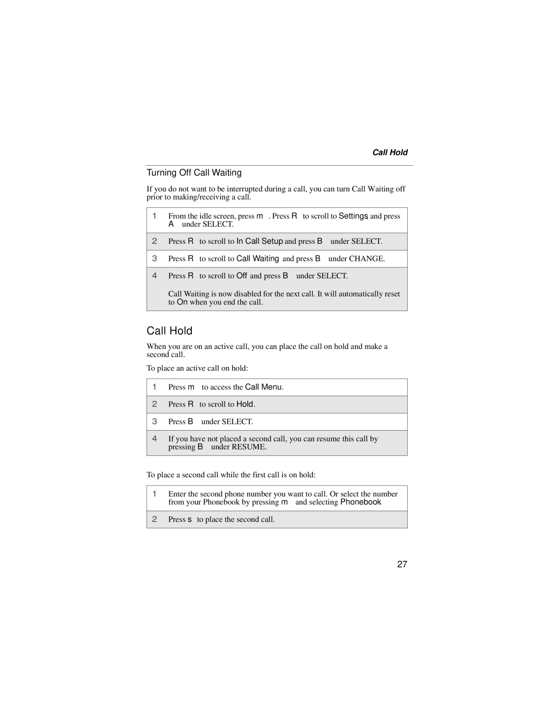 Motorola i55sr manual Call Hold, Turning Off Call Waiting 