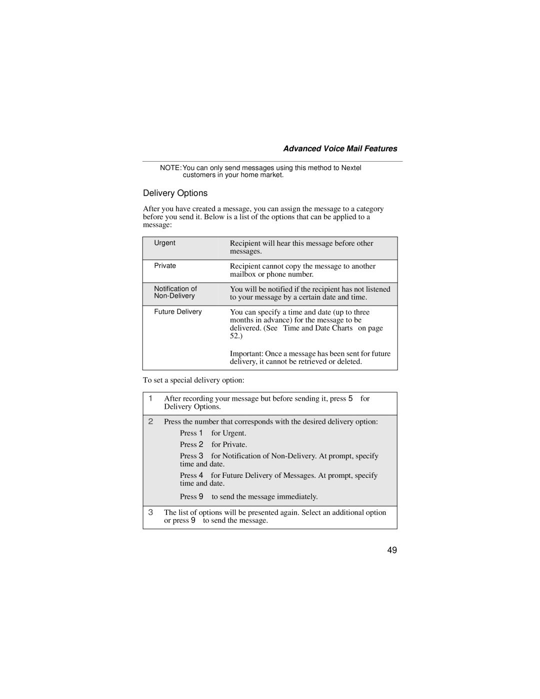 Motorola i55sr manual Delivery Options 