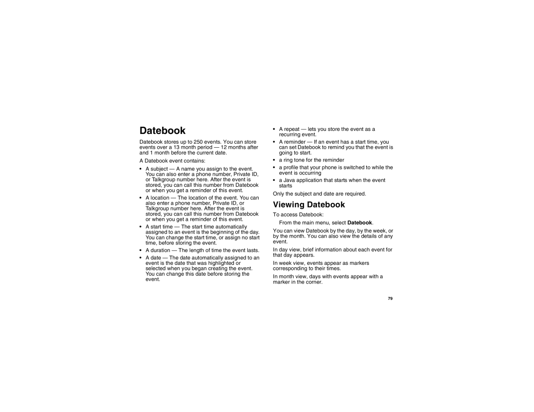 Motorola I560BLKSPT manual Viewing Datebook 